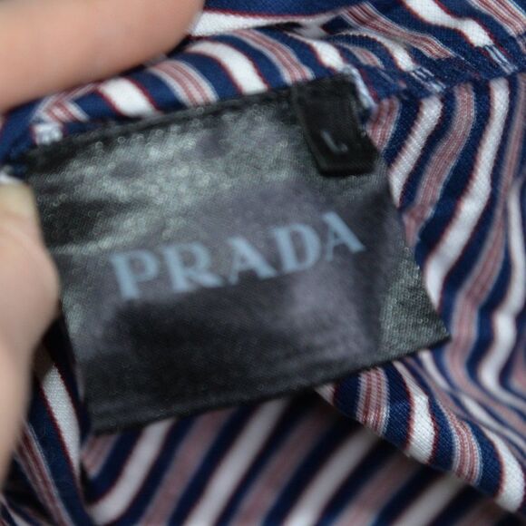 Prada Men's Striped Polo Shirt Sz L - Picture 6 of 6
